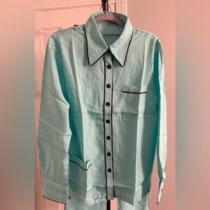 Light Aqua Button-Down Pajamas NWOT